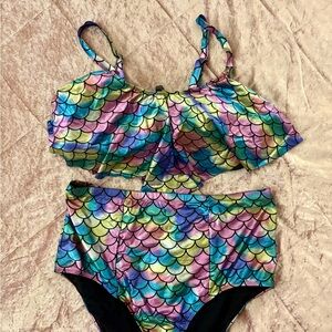 Torrid mermaid scale two piece bathing suit